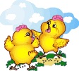 Two Chicks Jumping Around Emoticons
