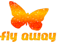 Glittering Orange Butterfly "fly Away" Emoticons