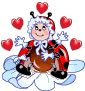 Ladybug On Flower With Hearts Emoticons