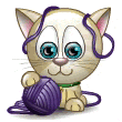 Kitten Playing With Yarn Emoticons