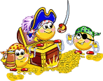 Pirate Smileys Getting Treasure Emoticons
