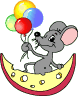 Mouse With Balloons On Cheese Emoticons