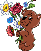 Bear With Flowers Emoticons