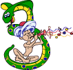 Snake Charmer With Charmed Snake Emoticons