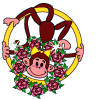Monkey Swinging Around With Wreath Emoticons
