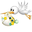 Stork Flying With Baby Emoticons