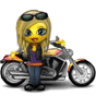 Beautiful Motorcycle Girl Saluting Emoticons