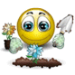 Smiley Planting Flowers Emoticons