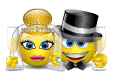 Wedded Couples Holding Wine Emoticons