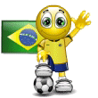 Smiley Soccer Ball With Brazil Flag Emoticons
