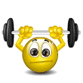 Smiley Lifting Weights 2 Emoticons