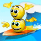 Two Surfing Smiley Faces Emoticons