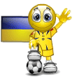 Smiley Soccer Ball With Ukraine Flag Emoticons