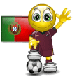 Smiley Soccer Ball With Portugal Flag Emoticons