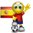 Smiley Soccer Ball With Spain Flag Emoticons