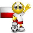 Smiley Soccer Ball With Poland Flag Emoticons