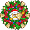 Santa In Christmas Wreath Emoticons