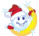 Snowman Santa On Moon Emoticons