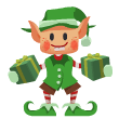 Smiling Elf With Gifts Emoticons
