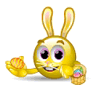 Easter Bunny Playing With Eggs Emoticons