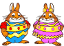 Two Fat Bunnies With Egg Emoticons