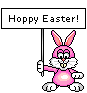 Jumping Bunny With Happy Easter Text Emoticons