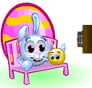 Bunny On A Chair Playing Emoticons