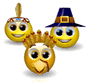 Two Emoticons And A Turkey Emoticons