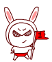 Cute Rabbit Waving Flag Emoticons