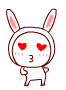 Heart Eye Cute Rabbit Dacing Emoticons