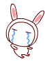 Cute Rabbit Floating And Crying Emoticons