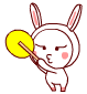 Fan Waving Cute Rabbit  Emoticons