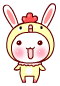 Cute Rabbit In Chicken Costume Emoticons