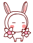 Cute Rabbit Hold Blooming Flowers Emoticons