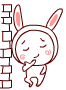 Cute Rabbit Leaning On Corner Emoticons