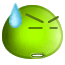 Green Smiley Face Sweating Emoticons