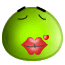 Green Smiley Face Blowing Kisses Emoticons
