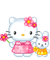 Hello Kitty Waving With Flowers Emoticons