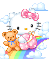 Hello Kitty Cuddling On Rainbow Emoticons
