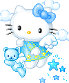 Hello Kitty Flying In Clouds Emoticons