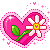 Pink Heart With Daisy Emoticons