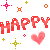 Happy Word With Beating Heart Emoticons