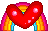 Red Heart With Flashing Rainbow Emoticons