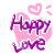 Happy Love With Pink Hearts Emoticons