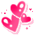 Three Pink Hearts Beating Emoticons