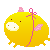 Flying Yellow Pig With Bow Emoticons