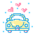 Cute Car With Hearts Driving Emoticons