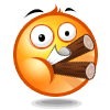 Orange Smiley Face Eating Wood Emoticons