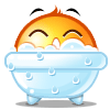 Orange Smiley Face Taking Bath Emoticons