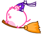 Pink Mouse Wizard On Broomstick  Emoticons